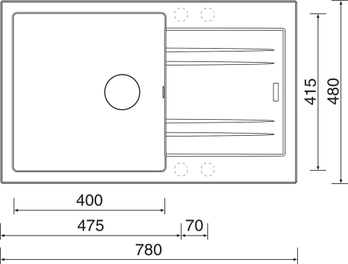 Granitový dřez Sinks LINEA 780 XC Granblack + Elka černá matná G4730XC