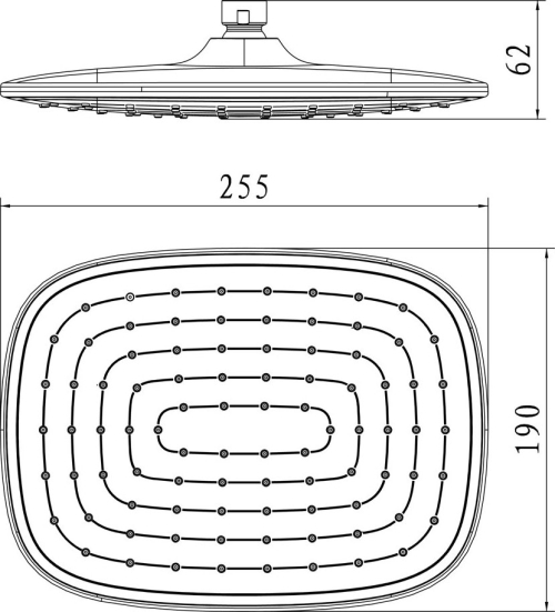Mereo Talířová sprcha horní 255x190mm s kloubem, pochromovaný plast CB585D