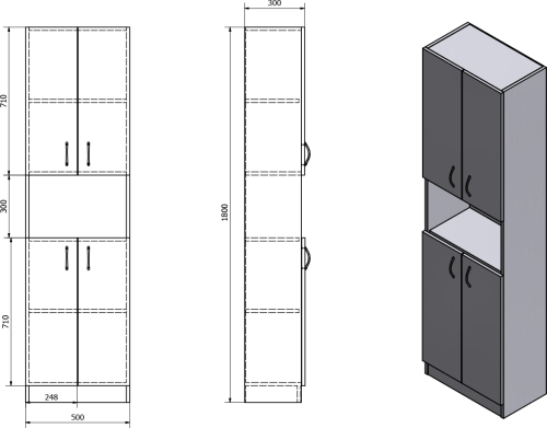 Aqualine SIMPLEX ECO vysoká skříňka 50x180x30cm SIME520