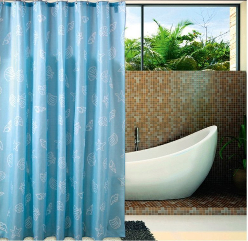 Aqualine Sprchový závěs 180x200cm, polyester, modrá, mušle ZP006