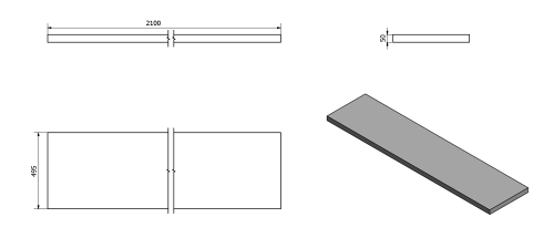 Sapho AVICE deska pod umyvadlo 210x50cm, tl.5cm, dub Rover AV214