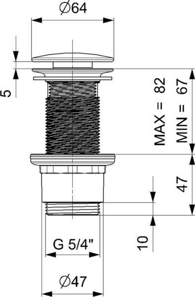 Sapho Umyvadlová výpust 5/4“, neuzavíratelná, velká zátka, 10-80mm, ABS/bílá mat CV1232WM
