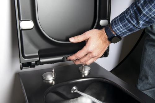 Sapho AVVA CLEANWASH závěsná WC mísa, integrovaná baterie a bidet. sprška, Rimless, 35, 5x53cm, černá mat 100315-110