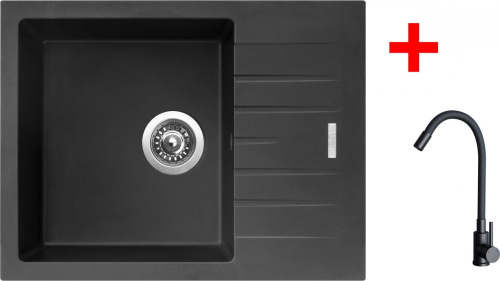 Granitový dřez Sinks PERFECTO 650 Pureblack + ELASTA černá matná G24526