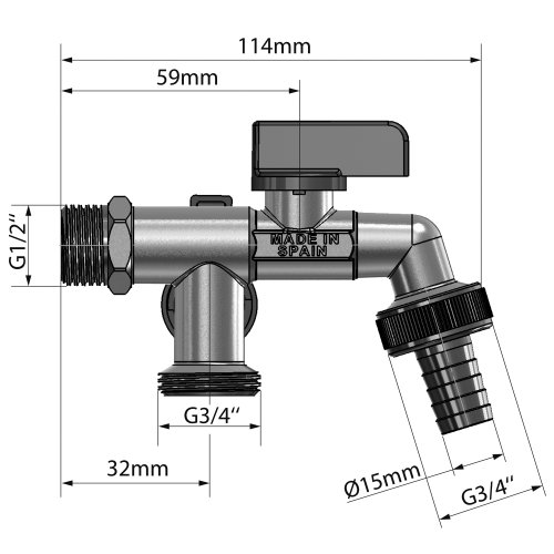 Arco ARCO zahradní ventil Nano se dvěma vývody 1/2"x3/4"x3/4", anticalc 00472