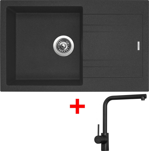 Granitový dřez Sinks LINEA 780 Granblack + Elka černá matná G4730