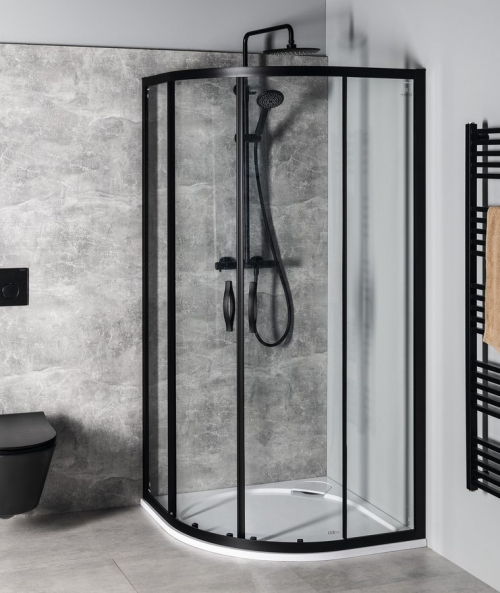 Gelco SIGMA SIMPLY BLACK čtvrtkruhová sprchová zástěna 1000x1000 mm, R550, čiré sklo GS5510B