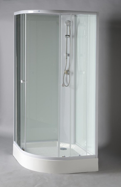 Aqualine AIGO čtvrtkruhový sprchový box 900x900x2040 mm, bílý profil, čiré sklo YB93