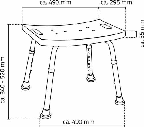 Ridder HANDICAP stolička, nastavitelná výška, bílá A00601101