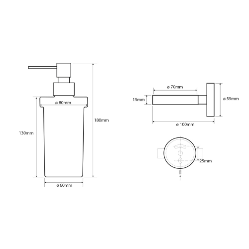 Sapho X-ROUND dávkovač mýdla 230ml, mléčné sklo, chrom XR101