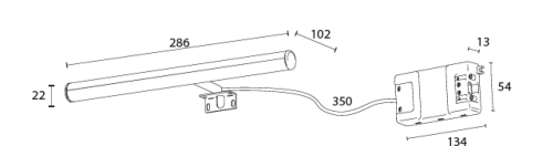 Sapho IRENE LED svítidlo, 6 W, 286x100x25mm, IP44, chrom 25861CI