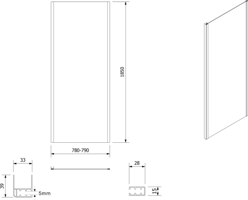 Aqualine AMADEO obdélníkový sprchový kout 1200x800 mm, L/P varianta, sklo Brick BTS120BTP80