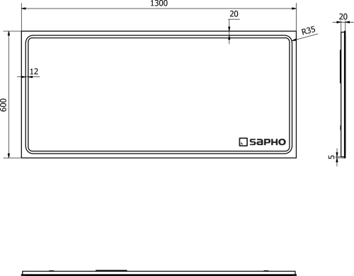 Sapho GEMINI zrcadlo s LED osvětlením 130x60cm GM130