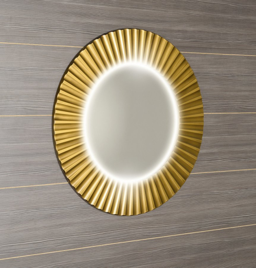 Sapho PRIDE kulaté zrcadlo s LED osvětlením v rámu ø 90cm, zlato PD950