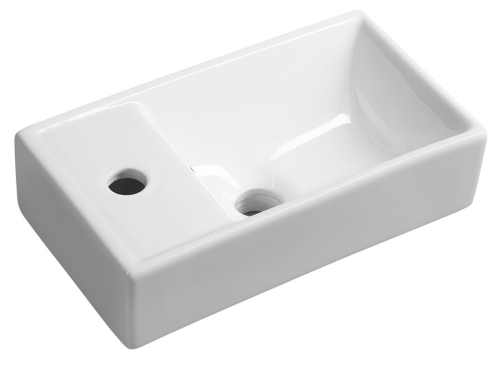 Sapho MINOS keramické umývátko 40x22cm, baterie vlevo, bílá 4759