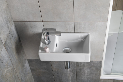 Sapho MINOS keramické umývátko 40x22cm, baterie vlevo, bílá 4759