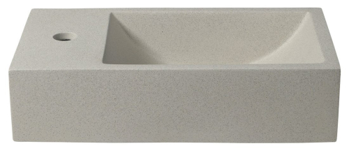 Sapho CREST L betonové umývátko, nástěnné, včetně výpusti, 40x22cm, bílý pískovec AR410