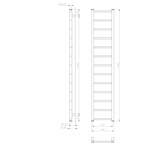 Sapho METRO LIGHT otopné těleso 300x1500 mm, bílá IR446T
