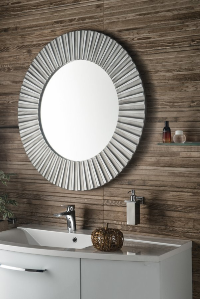 Sapho PRIDE kulaté zrcadlo v rámu ø 90cm, stříbrná PD902