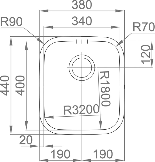 Nerezový dřez Sinks BRASILIA 380 V 0,7mm spodní leštěný RDBRL380440U7V