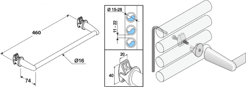 Aqualine Sušák ručníků na otopná tělesa 46cm rovný, bílá IDR-50