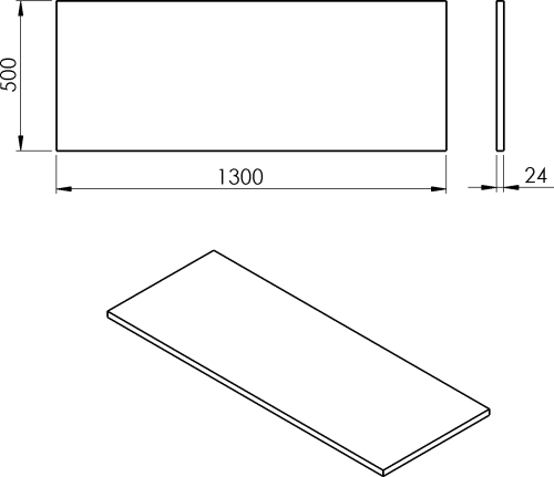 Sapho PLATO deska Rockstone 1300x24x500mm, bílá mat PL130-0101