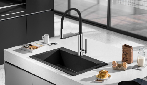 Sapho NIMOA stojánková dřezová baterie se sprškou, chrom/gun metal MA640GM