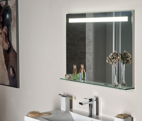 Sapho BRETO zrcadlo s LED osvětlením a policí 80x60, 8cm BT080