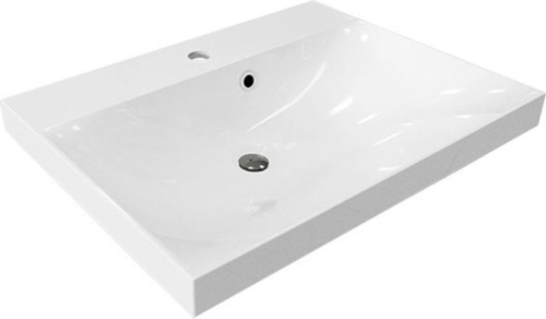 Mereo Mailo, koupelnová skříňka s umyvadlem z litého mramoru 61 cm, dub Riviera, černé madlo CN520MB