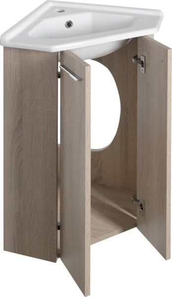 Aqualine ZOJA umyvadlová skříňka rohová 39x74x39 cm, dub platin 50344