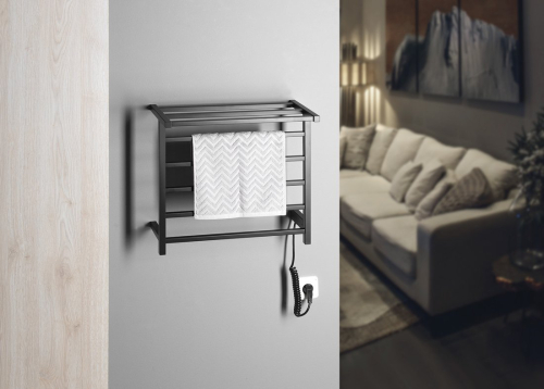 Sapho ELZOR elektrický sušák ručníků 500x470 mm, 60 W, černá mat EB510