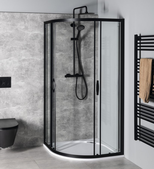 Gelco SIGMA SIMPLY BLACK čtvrtkruhová sprchová zástěna 1000x1000 mm, R550, čiré sklo GS5510B