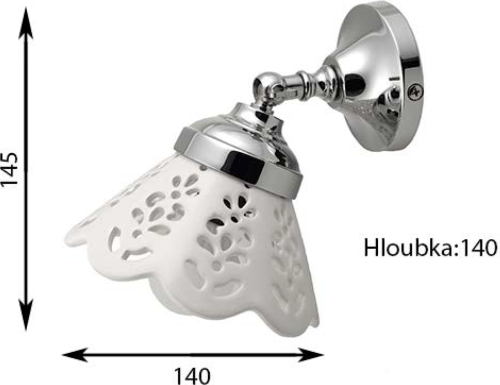 Sapho TRAPANI svítidlo E14 40W, 230V, IP21, keramické stínítko, chrom MC026