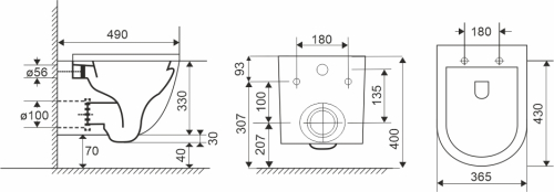 Mereo WC závěsné kapotované, RIMLESS, 490x370x360, keramické, vč. sedátka CSS113S VSD82S