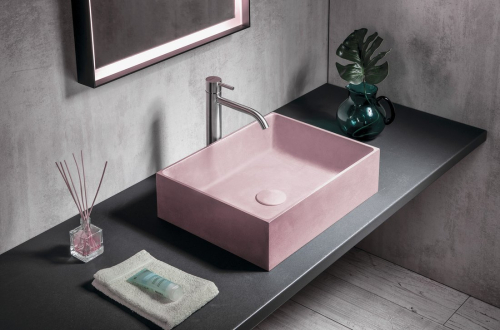 Sapho FORMIGO betonové umyvadlo na desku, 47, 5x36, 5cm, růžová mat FG121