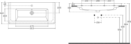 Sapho CITY keramické umyvadlo hranaté 100x45cm, bílá KE100
