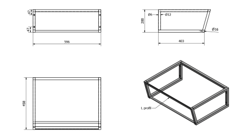 Sapho SKA konzole pod umyvadlo 600x200x460mm, černá mat SKA201