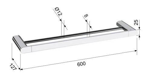 Sapho FLORI dvojitý držák ručníků 600mm, černá mat RF011/15