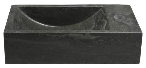 Sapho BLOK kamenné umývátko 40x22cm, baterie vpravo, antracit 2401-28
