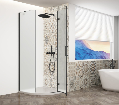 Gelco TRINITY BLACK čtvrtkruhový sprchový kout 900x900mm, matné sklo, pravé GT6590MR-B