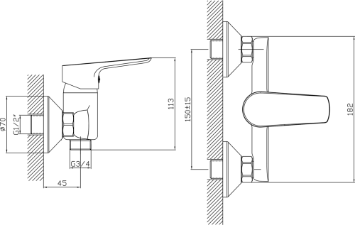 Aqualine LOTTA nástěnná dřezová baterie 3/4", bez ramínka, černá mat LT641B