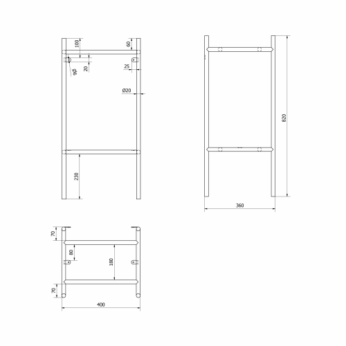 Sapho PUNO podstavec pod umyvadlo 400x820x360mm, zlato mat SKA570-5