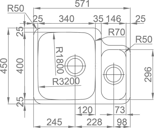 Nerezový dřez Sinks DUO 571.1 V 1,0mm levý leštěný RDDUL57245011VL