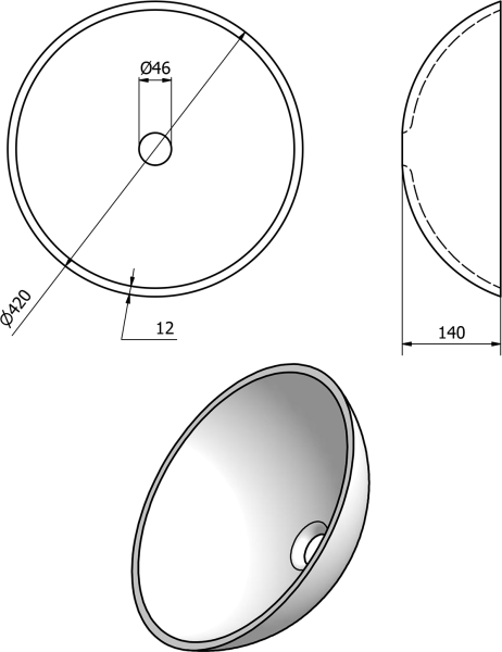 Sapho RIPPLE skleněné umyvadlo na desku Ø 42 cm, čirá s motivem 2501-18