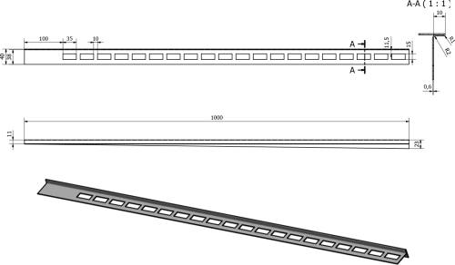Sapho Spádová lišta, pravá, výška 10mm, délka 1000mm, černá mat SPD10B-P