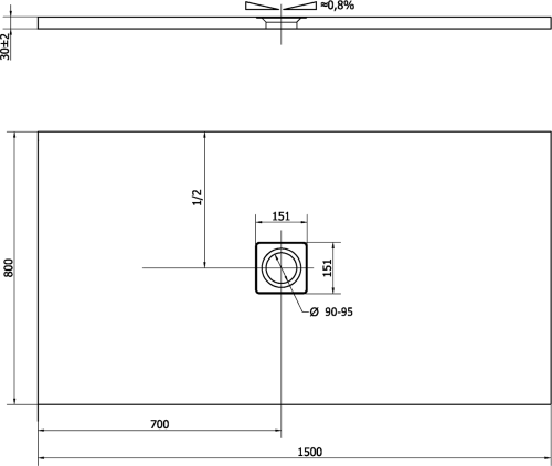 Polysan FLEXIA vanička z litého mramoru s možností úpravy rozměru, 150x80cm, bílá mat 72901MAT