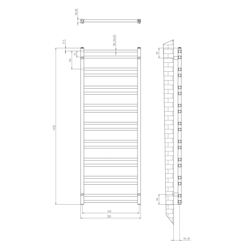 Sapho METRO DOS otopné těleso 550x1430 mm, černá mat IR430TB