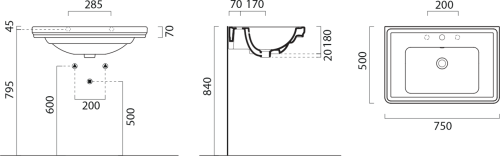 GSI CLASSIC keramické umyvadlo 75x50cm, bílá ExtraGlaze 8787111