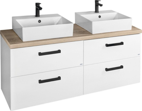 Aqualine VEGA sestava koupelnového nábytku, š. 125 cm, bílá/dub platin VG064-04