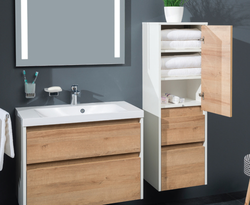 Mereo Opto koupelnová skříňka vysoká 125 cm, levé otevírání, černá CN944L
